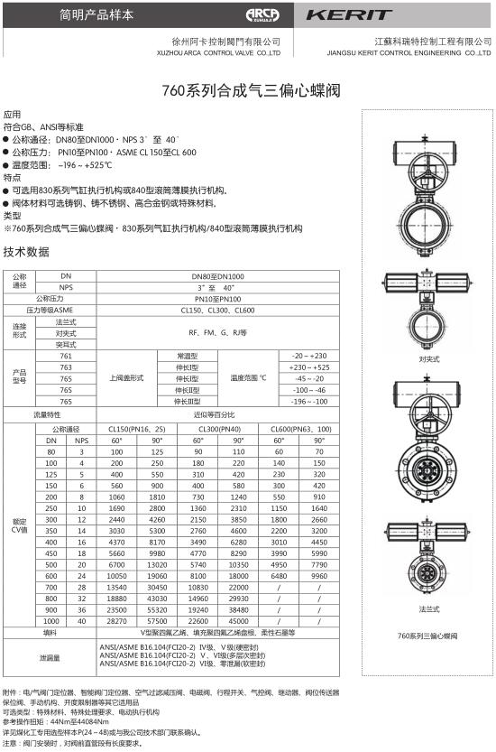Coal chemical special 760 series synthesis gas triple eccentric butterfly valve