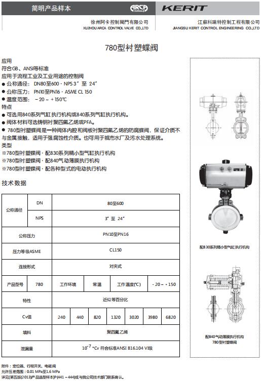 780型衬塑蝶阀